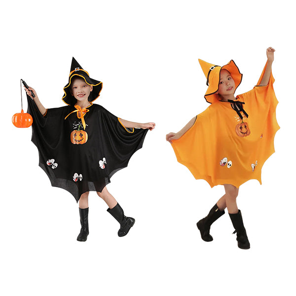 PUMPYRA - Déguisement Cape à Cornes Enfant Orange et Noire Taille Unique 3 à 6 Ans Costume Halloween PUMPYRA - Déguisement Cape à Cornes Enfant Orange et Noire Taille Unique 3 à 6 Ans Costume Halloween