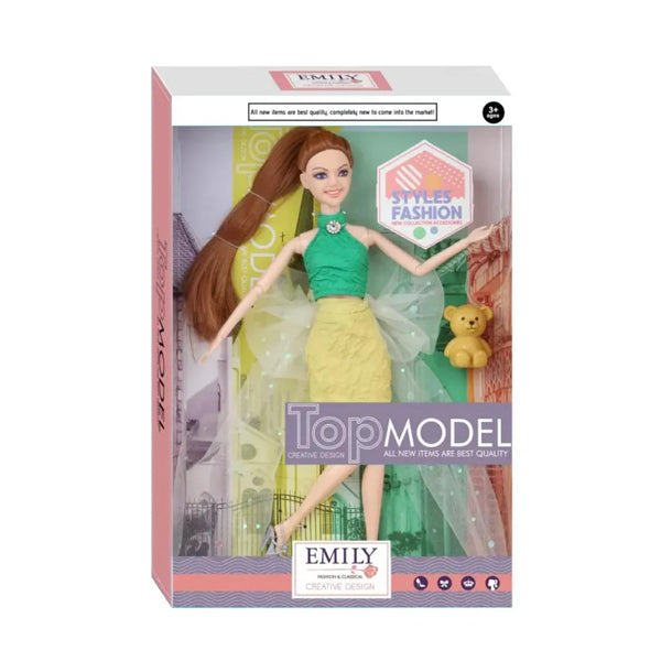 EMILY - Poupée Fashion avec mini jupe jaune