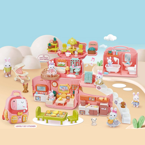 BAY DREAMY - Sac à dos maison avec deux lapins