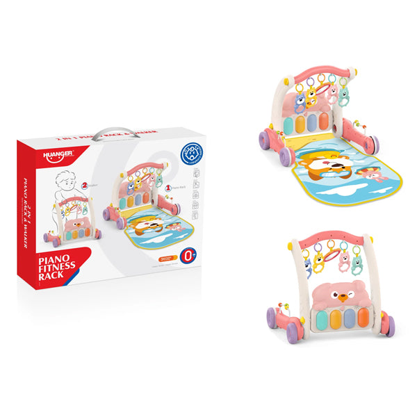 HUANGER - 2 en 1 tapis d'éveil et  trotteur Rose