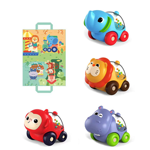 HUANGER -Set 4 voiturettes hochets avec sac tapis