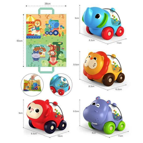 HUANGER -Set 4 voiturettes hochets avec sac tapis