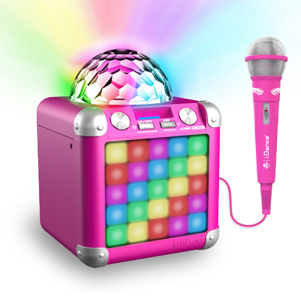 iDance - Enceinte Cube Bluetooth Karaoké avec Micro Rose