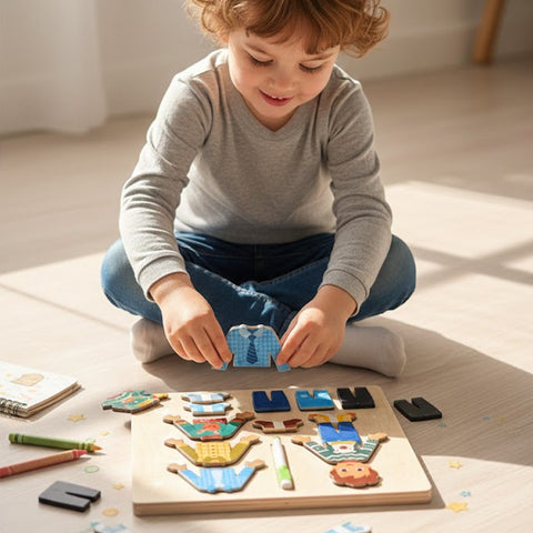 Jeu d'habillage en bois avec ardoise