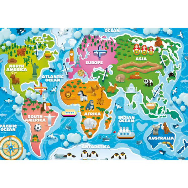 Jumbo - Puzzle Colorful World Map 50 pièces géantes