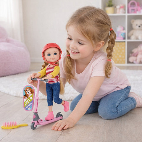 Mini poupée Nini Love sur Skate et vélo