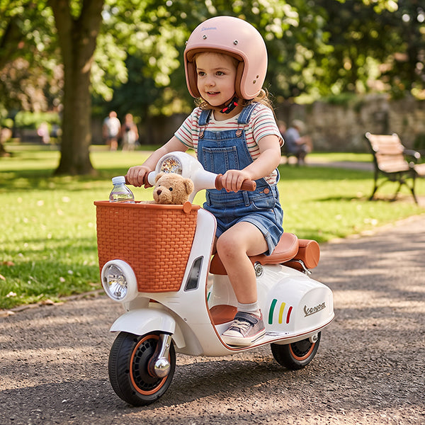 Mybebe - Moto à batterie Vespa avec panier 12V