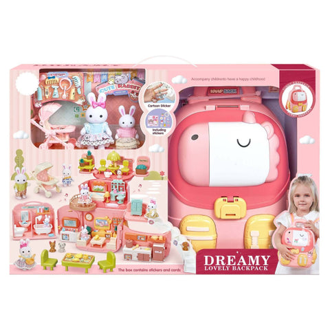 BAY DREAMY - Sac à dos maison avec deux lapins
