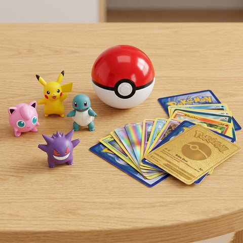 Pack 10 cartes Pokémon avec figurines et boule