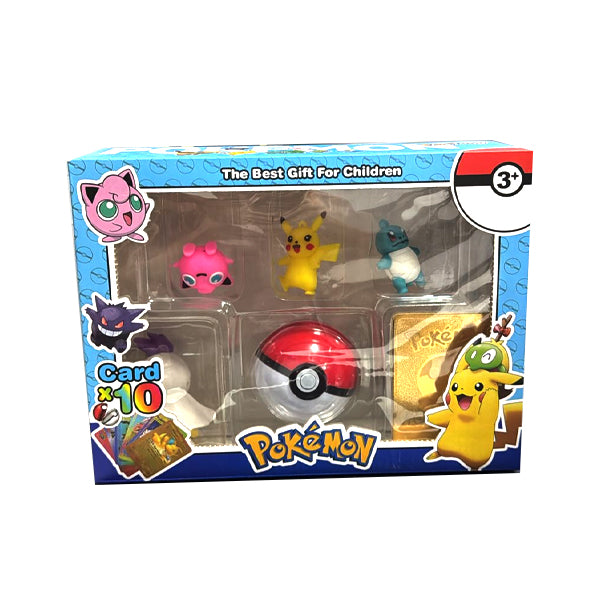 Pack 10 cartes Pokémon avec figurines et boule