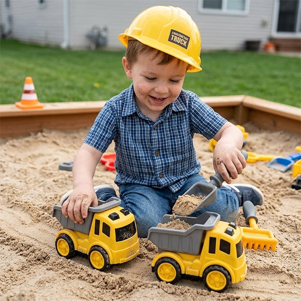 Pack 2 camions de chantier avec casque