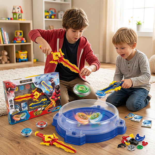 Pack 4 toupies avec 2 épées