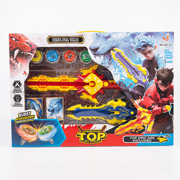 Pack 4 toupies avec 2 épées