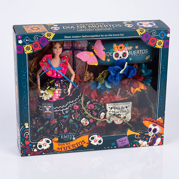 Pack poupée Halloween avec serre tête fleuri