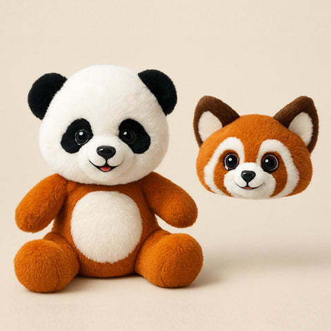 Peluche 2 en 1 Panda et Renard 42 cm