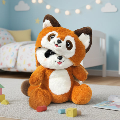 Peluche 2 en 1 Panda et Renard 42 cm