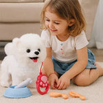 Peluche chien avec corde de traction