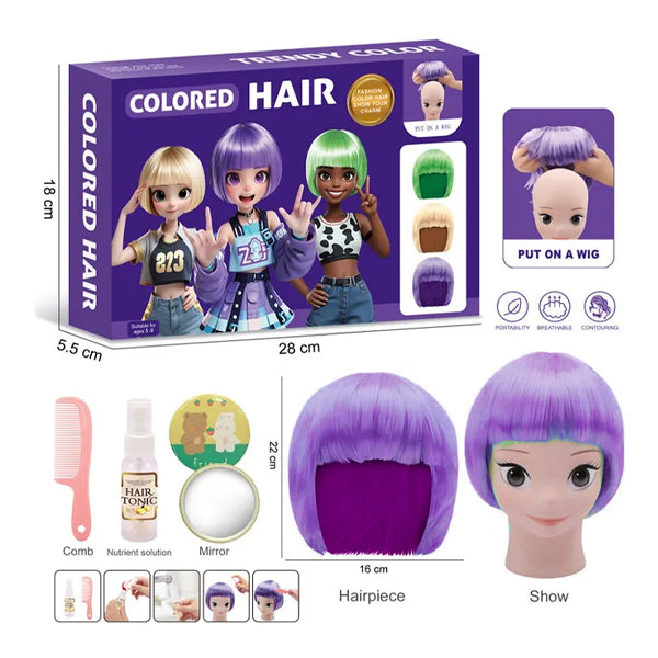 Perruque courte avec accessoires