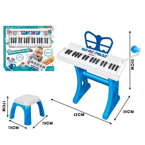 Piano bleu melody avec tabouret 37 touches