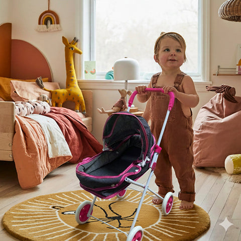 Poussette pour poupée rose