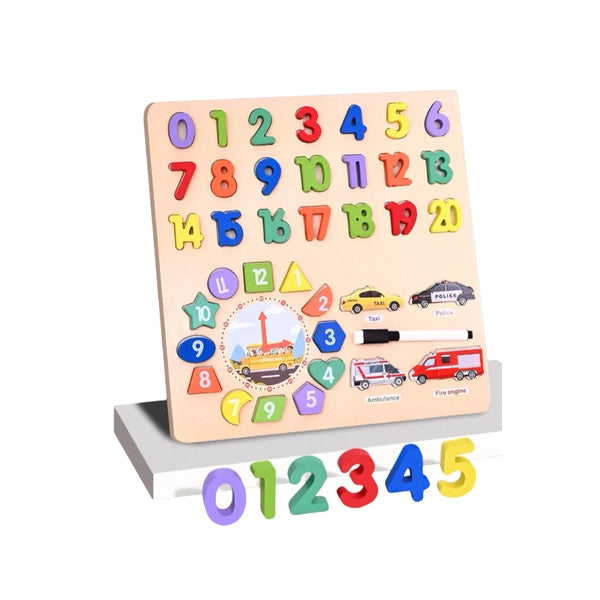 Puzzle chiffre et horloge avec ardoise