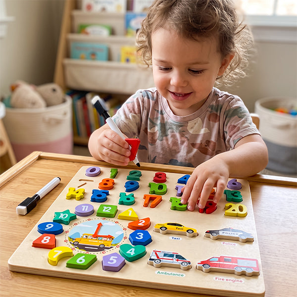 Puzzle chiffre et horloge avec ardoise
