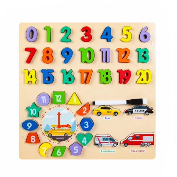Puzzle chiffre et horloge avec ardoise