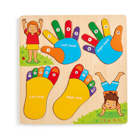 Puzzle chiffre mains et pieds en bois