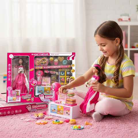 Set Supermarché avec Caisse et Poupée