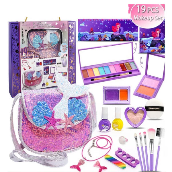 Set de maquillage sirène avec sac 19 pcs