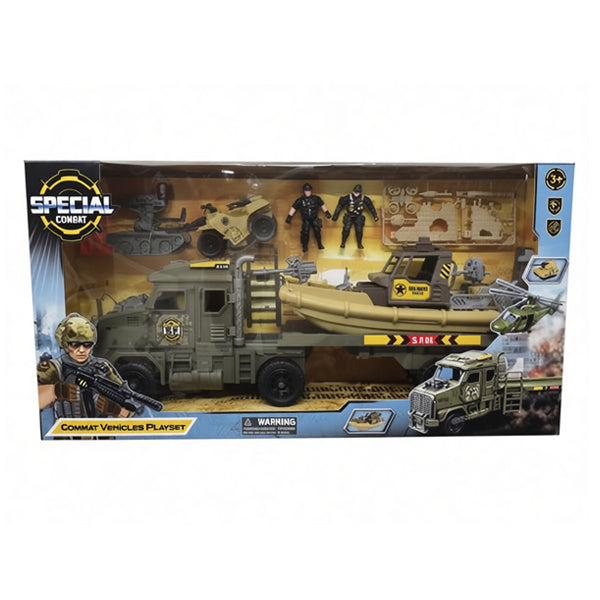 Set militaire avec bateau et véhicules