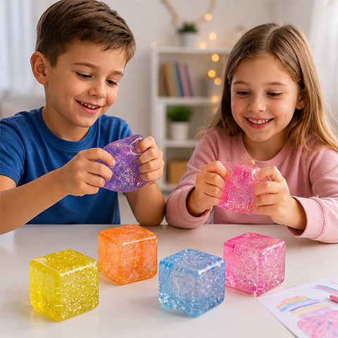 Squishy cube pailleté