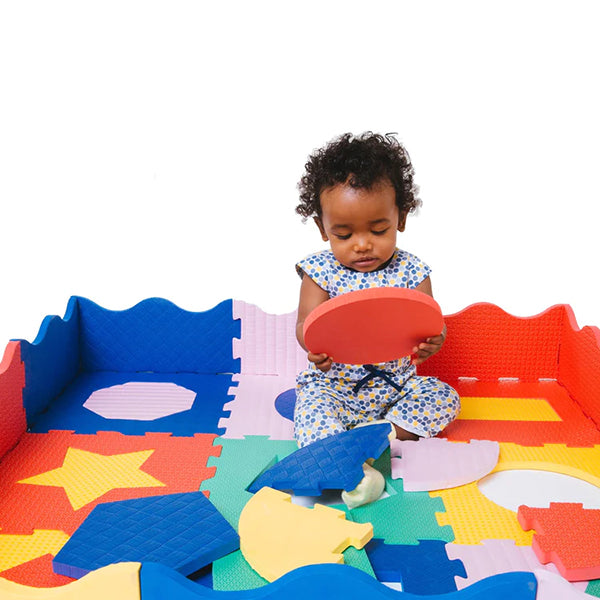 Parc bébé en mousse multicolor avec tapis