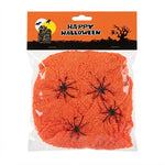 Toile d'araignée orange + 4 araignées
