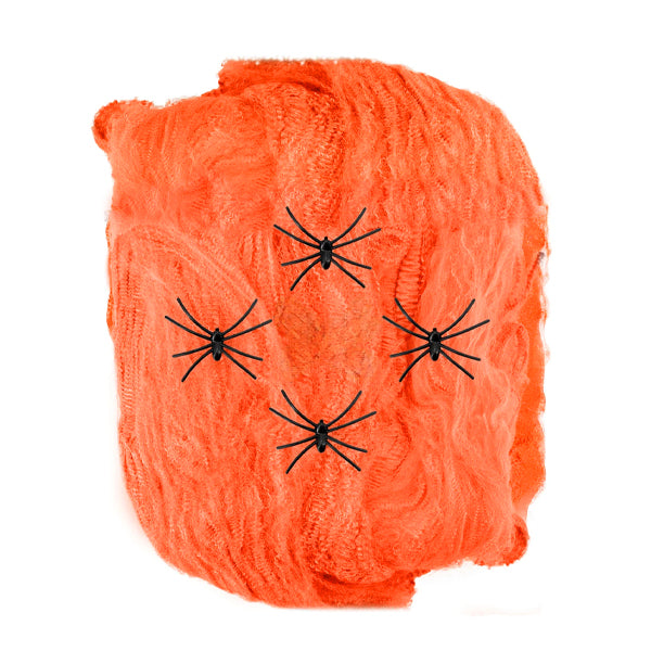 Toile d'araignée orange + 4 araignées