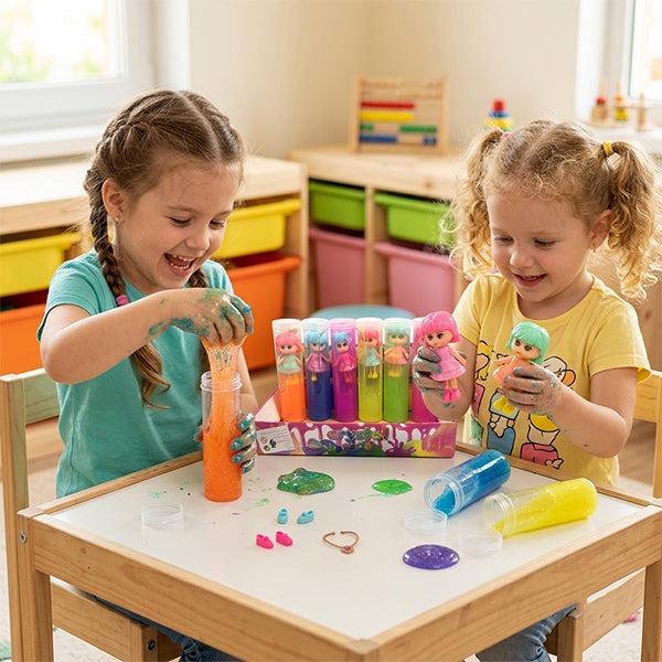 Tube slime avec figurine poupée