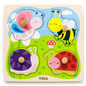 VIGA - Puzzle gros bouton en bois - Insecte