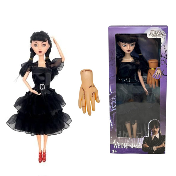 Petite poupée Wednesday Addams avec main –
