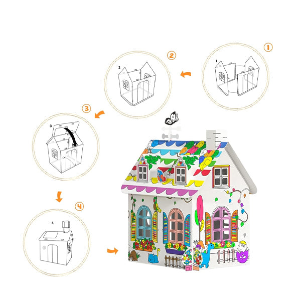 Maison en carton à colorier