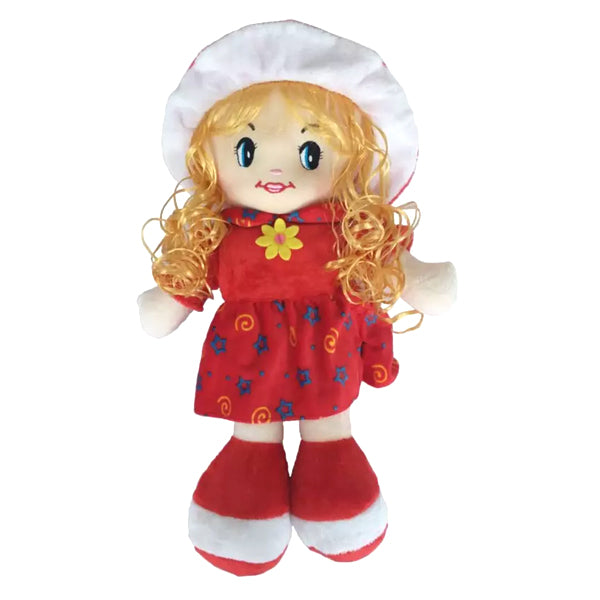 Poupée chiffon avec robe rouge 55 cm