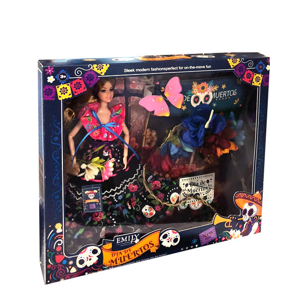 Pack poupée Halloween avec serre tête fleuri