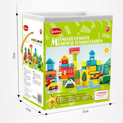 ONSHINE - Jeu de blocs Ville en bois 62 pcs