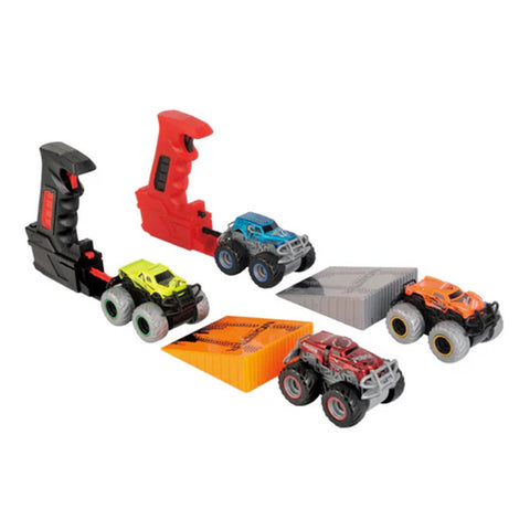 HOTWHEELS - 4 voiturettes Jeep avec 2 lanceurs