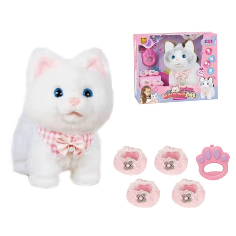 Peluche chat marchant avec accessoires