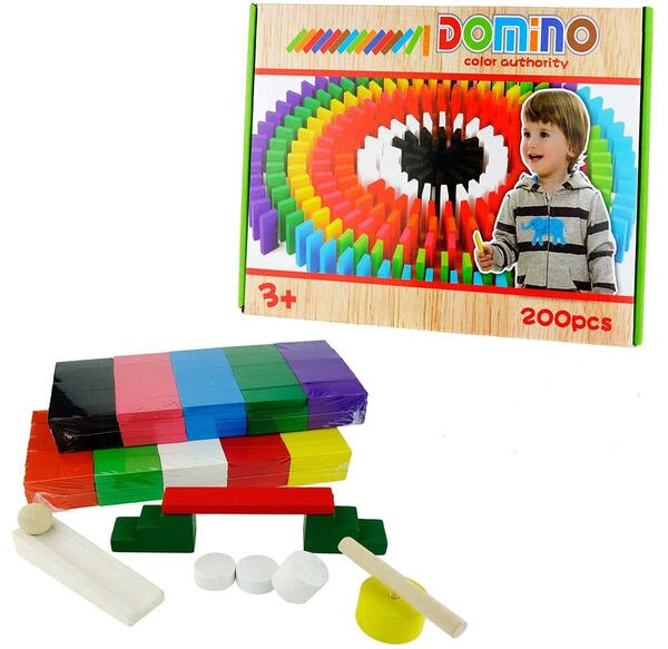 Domino couleurs en bois - 200 pcs