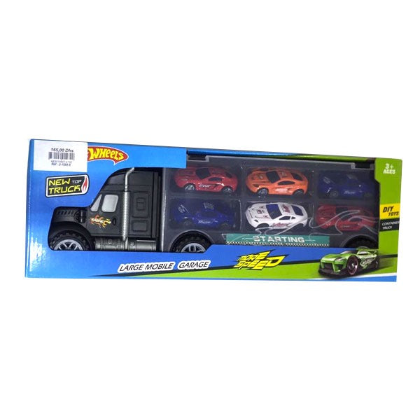 Hotwheels - Camion avec 6 miniatures