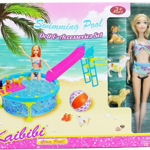 Kaibibi - Poupée avec piscine et tobogan