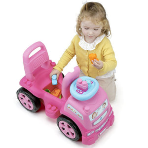MOLTO CAMION PORTEUR ROSE AVEC 10 BLOCS