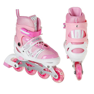 Rollers avec casque et protection - Rose