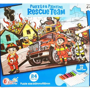 Puzzle pompier à colorier 24 pcs